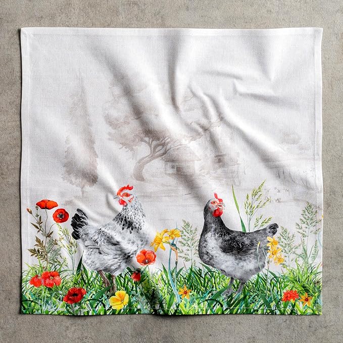 Maison d' Hermine Cloth Napkins Set of 4 Reusable 100% Cotton (20" x 20") | Everyday Square Napkins Cloth Washable Dinner Party Wedding Restaurant Hotel Kitchen Spring Summer - Basse Cour - Image 8