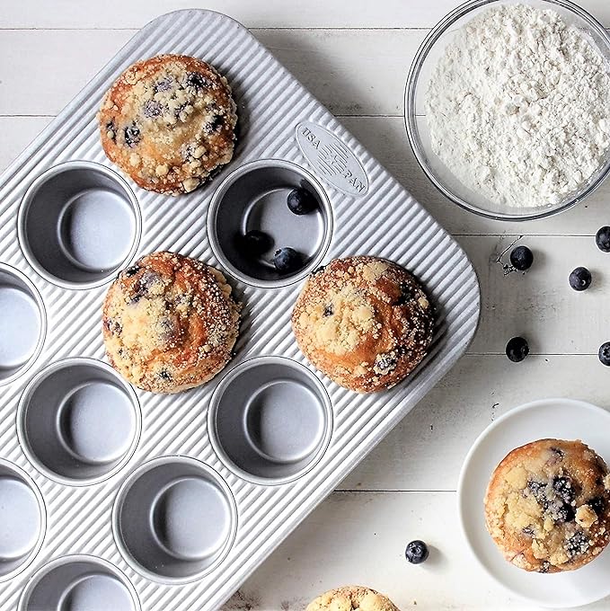USA Pan Bakeware Muffin Pan, 12-Well, Set of 2, Aluminized Steel (Pack of 3) - Image 4