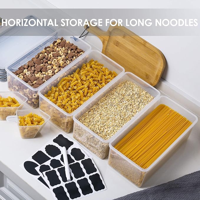 Vtopmart 4PCS 3.2L Airtight Food Storage Containers and 4PCS 2.8L Pasta Containers for Pantry, Spaghetti, Flour, Sugar and Noodles - Image 4