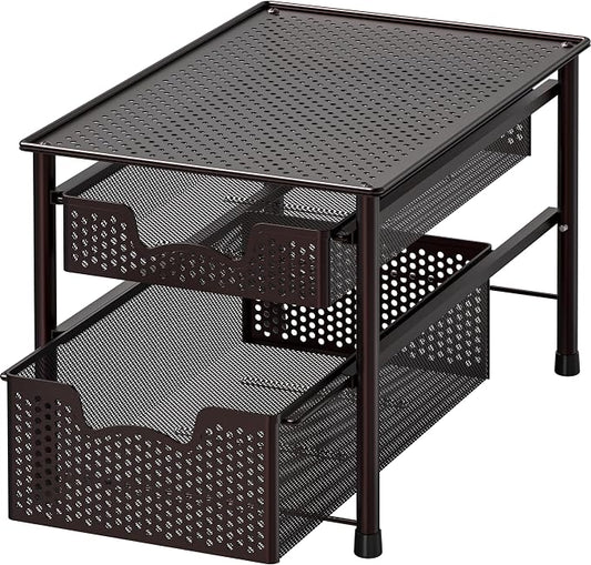 Simple Houseware Stackable 2 Tier Sliding Basket Organizer Drawer, Bronze by SimpleHouseware