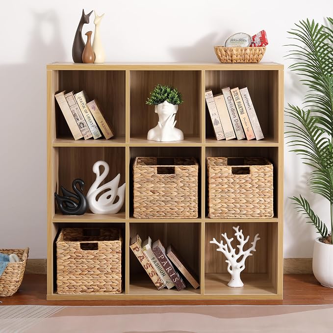 12x12x10 Water Hyacinth Storage Basket Large, Folding Cube Woven Wicker Storage Basket for Shelves, Pantry Baskets Organization and Storage, Large Rattan Basket Set of 4 - Image 6