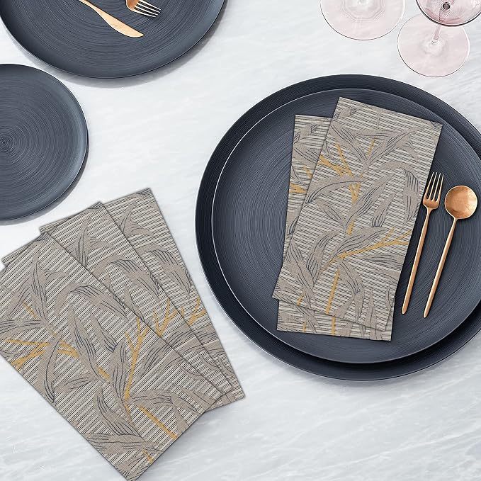RUVANTI Cloth Napkins Set of 6 Cotton 100%, 18x18 Inches Napkins Cloth Washable, Soft, Absorbent. Cotton Napkins for Parties, Christmas, Thanksgiving, Weddings, Dinner Napkins Cloth - Leafy - Image 8