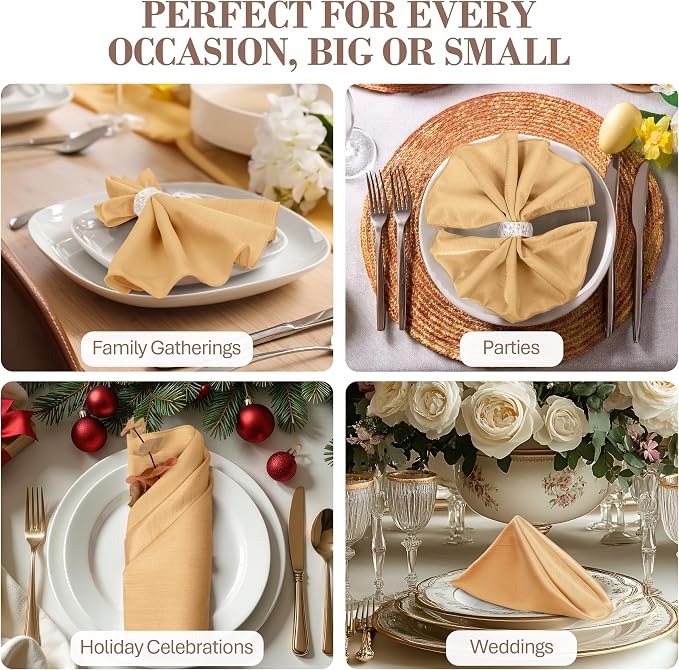 17x17-Inch Shantung Satin Cloth Napkins, Camel, Set of 120 - Image 4