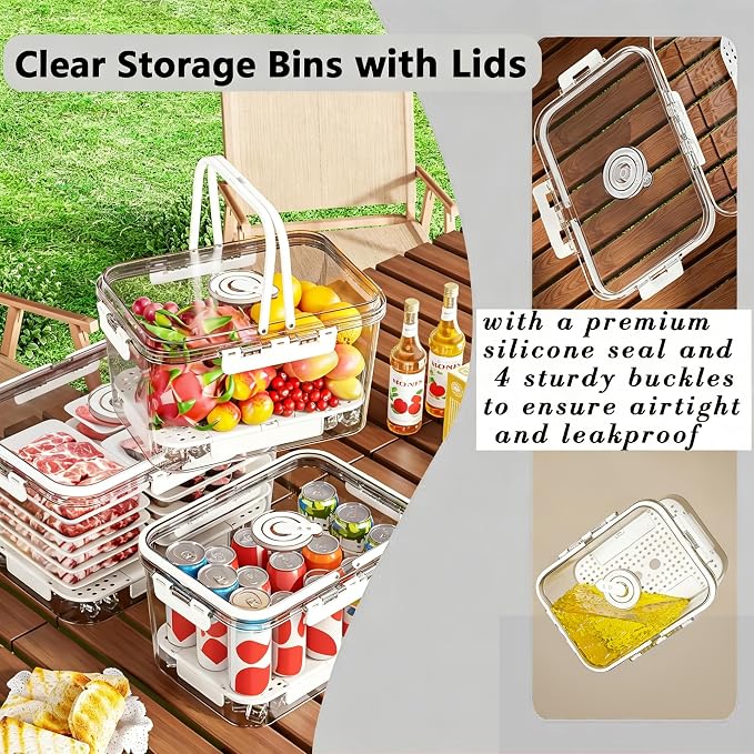 BPA-Free Stackable Clear Kitchen Organizer Bins - 3 Pack with Lids & Handles for Fridge, Pantry, and Cabinets - Ideal for Clutter-Free RV Camping Storage - Image 8