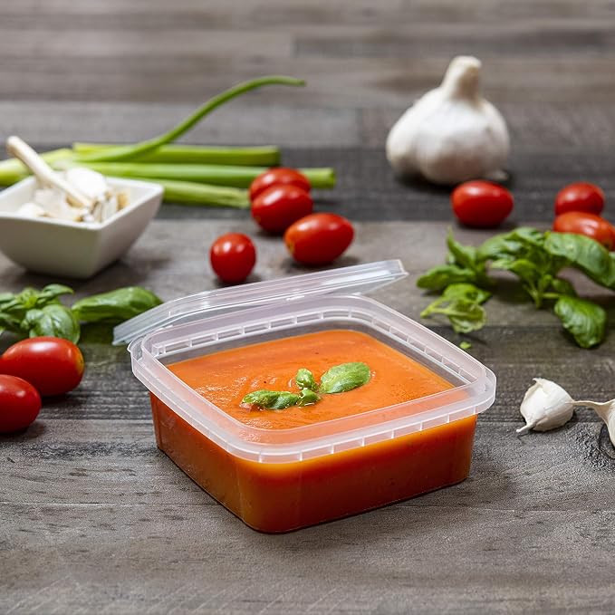 8 oz 20 Pack Square Clear Deli Containers with Lids Disposable BPA Free Square Plastic Food Storage Containers with Lids Airtight for Meal Prep Take Out Kitchen - Image 4