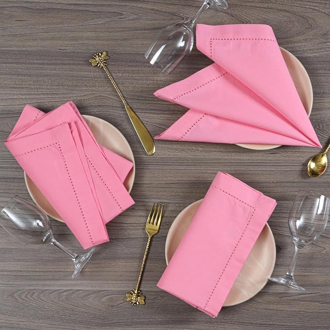 ALPHA Living HOME Cotton Cloth Napkins Set of 12, 18x18 Cotton Napkin Cloth Washable, Soft, Reusable Napkins for Wedding, Parties, Christmas, Thanksgiving, Everyday Use (Sherbet) - Image 2