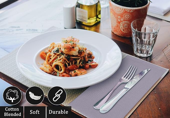Ruvanti Cloth Napkins Set of 12, 18x18 Inch, Soft & Absorbent Cotton Enrich Dinner Napkins for Hotel, Wedding Parties, Napkins Everyday - Coffee Grey - Image 5