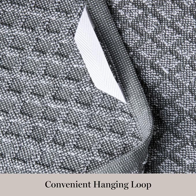 Martha Stewart Honeycomb Chambray Textured Kitchen Towel 4-Pack Set, 100% Cotton with Absorbent Terrycloth, Decorative Kitchen Towels, Grey, 16"x28" - Image 4