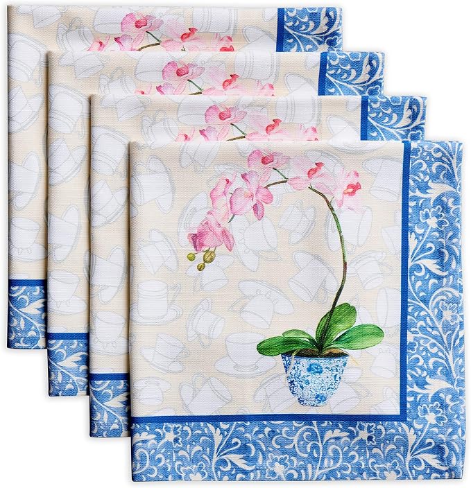 Maison d' Hermine Cloth Napkins Set of 4 Reusable 100% Cotton (20" x 20") | Everyday Square Napkins Cloth Washable Dinner Party Wedding Restaurant Hotel Kitchen Spring Summer - Canton by MaisondHermine