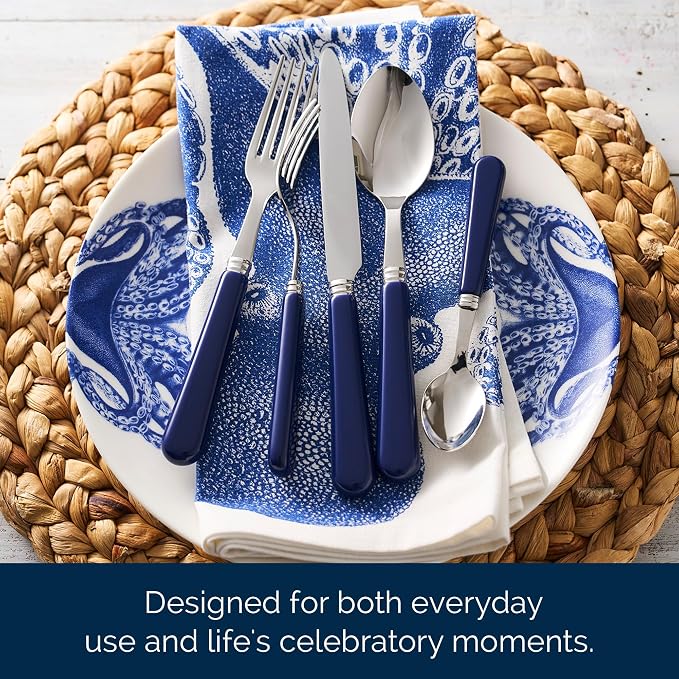 Lucy the Octopus Dinner Napkins Set of 4 | 100% Cotton Cloth Set for Entertaining or Everyday Table | Perfect for Wedding, Birthday, Christmas Blue and White, 22 Inch Square - Image 6