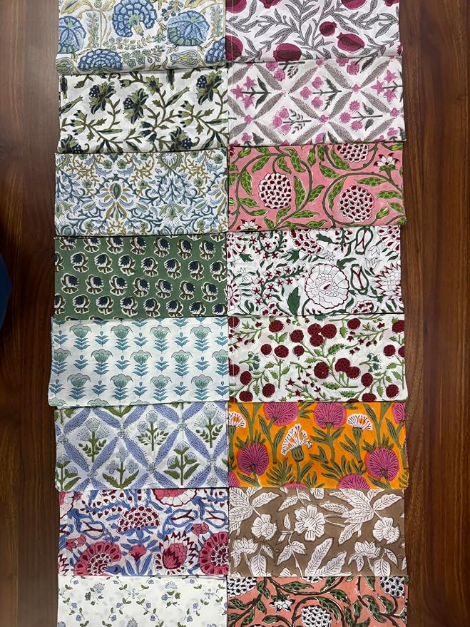 Napkins, Kitchen Towels, Table Decor, Table Linen, Cotton Cloth Border Napkins, Size 18"x 18", Hand Block Print Lunch, Dinner Napkins (Random Mix, Set of 8-18x18 Inch) - Image 2