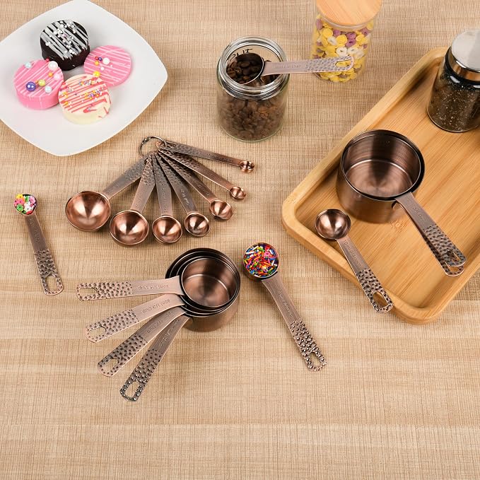 Copper Measuring Cups and Spoons Set, Stainless Steel Measuring Cups and Spoons Set for Baking and Kitchen, Measuring Cups Set with 3/4 Cup Measuring Cup - Image 7