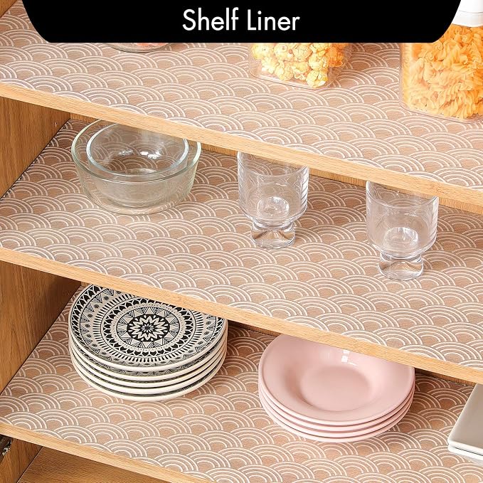 Cooyes Shelf Liners for Kitchen Cabinets – Non Adhesive Drawer and Cabinet Liner, Waterproof and Oil-Proof Kitchen Cupboard Shelf Paper EVA Material Fridge Liner for Refrigerator – Modern Pattern - Image 2
