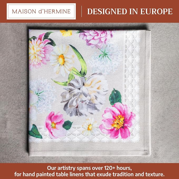 Maison d' Hermine Cloth Napkins Set of 4 Reusable 100% Cotton (20" x 20") | Everyday Square Napkins Cloth Washable Dinner Party Wedding Restaurant Hotel Kitchen Spring Summer - Pivoine - Image 2