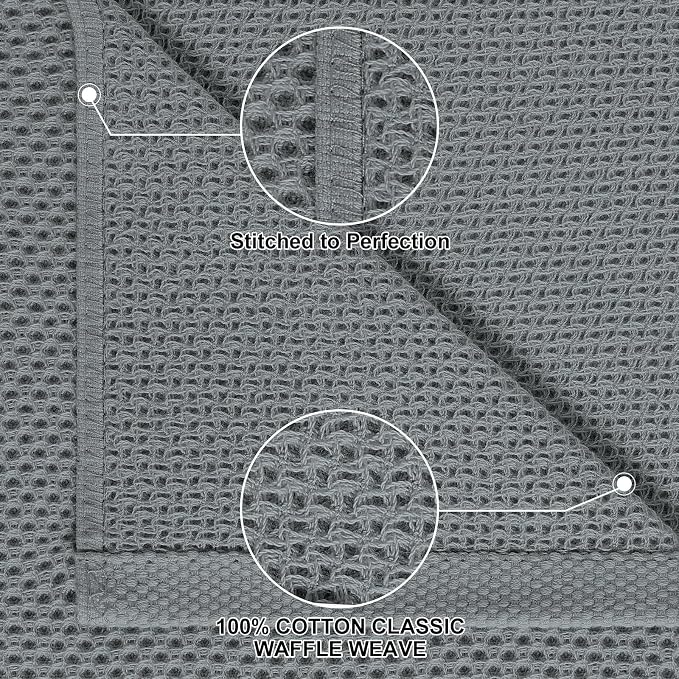 Homaxy 8 Pack 100% Cotton Kitchen Towels and Dishcloths Set, Grey | 12 x 12 Inches and 13 x 28 Inches Kitchen Towels Set, Ultra Soft Absorbent Dish Cloths for Washing Dishes - Image 2