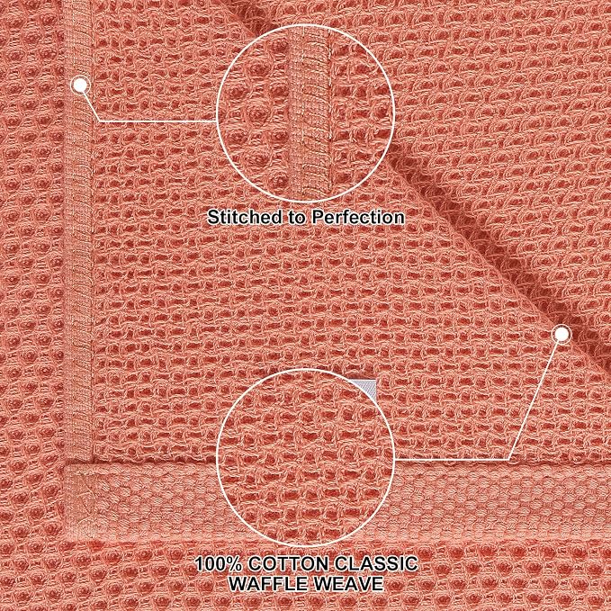 Homaxy 8 Pack 100% Cotton Kitchen Towels and Dishcloths Set, Coral | 12 x 12 Inches and 13 x 28 Inches Kitchen Towels Set, Ultra Soft Absorbent Dish Cloths for Washing Dishes - Image 2