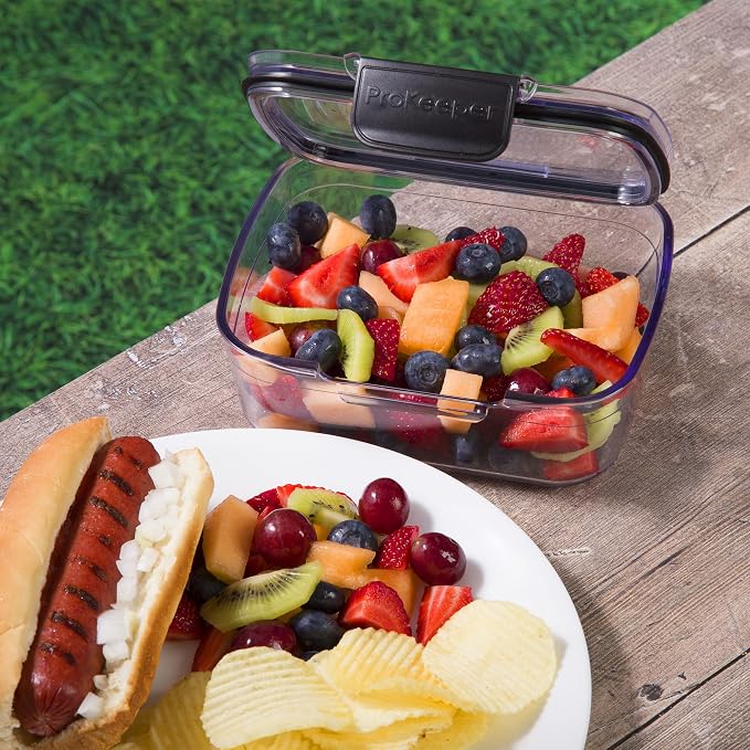 Progressive Prokeeper + Deli Storage Set: Air-Tight Silicone Sealed Containers w Grooved Bottom, Dry Erase Lid, BPA-Free, Stackable, Keeps Meats & Cheeses Fresh Longer, PKS-705C Mini Deli 0.69L - Image 7