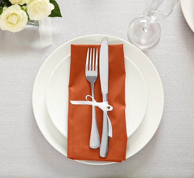 Utopia Kitchen Orange Cloth Napkins [12 Pack, 20x20 Inch] Absorbent Cotton Blend Washable and Reusable for Halloween, Thanksgiving, Dinner, Restaurant, Lunch, Wedding and Hotel - Image 6