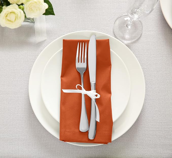 Utopia Kitchen Orange Cloth Napkins [12 Pack, 20x20 Inch] Absorbent Cotton Blend Washable and Reusable for Halloween, Thanksgiving, Dinner, Restaurant, Lunch, Wedding and Hotel - Image 6