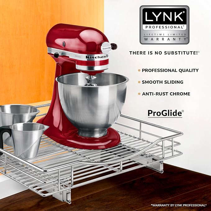LYNK PROFESSIONAL® Pull Out Cabinet Organizer, 20" x 21" Slide Out Cabinet Organizer Pull Out Drawer – Pull Out Shelves for Kitchen Cabinets – Under Sink Organizers - Lifetime Ltd. Warranty, Chrome - Image 2