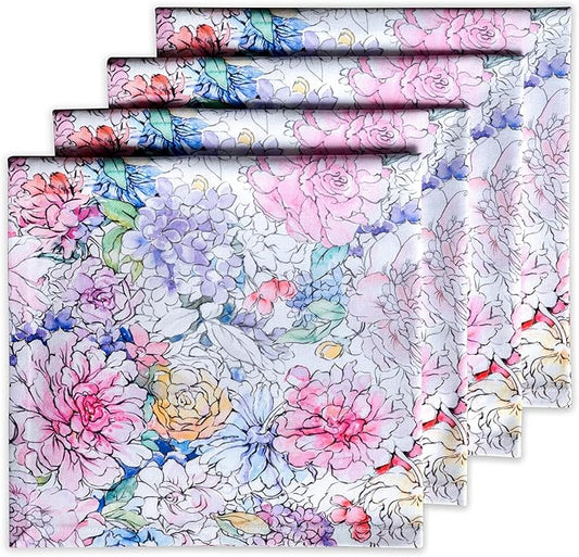 Maison d' Hermine Cloth Napkins Set of 4 Reusable 100% Cotton (20" x 20") | Everyday Square Napkins Cloth Washable Dinner Party Wedding Restaurant Hotel Kitchen Spring Summer - Floral Love by MaisondHermine