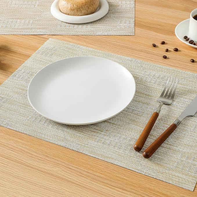 Leetaltree Wheat Placemats Set of 4 - Heat Resistant Non-Slip Place mats for Dining Table, Washable Durable PVC Vinyl Woven Table Mats（Wheat, 4） - Image 7