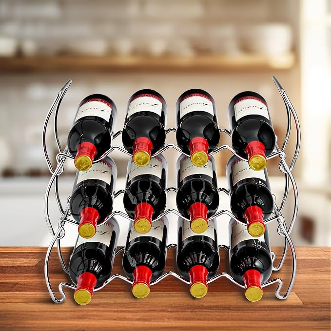 Sorbus 6-Tier Stackable Wine Rack - Classic Style Wine Racks for Bottles - Perfect for Bar, Wine Cellar, Basement, Cabinet, Pantry, etc - Hold 24 Bottles, Metal (Silver) - Image 5