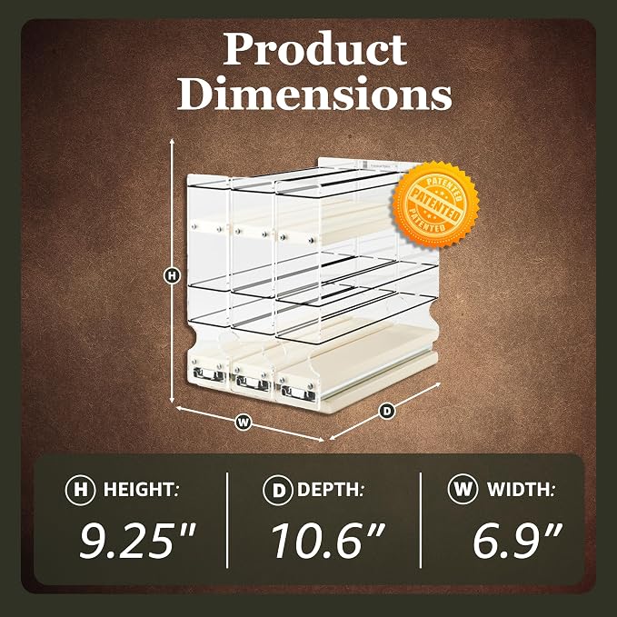 Cabinet Mounted Spice Rack Organizer - 3 Drawers,15 Reg. & 30 Half Sized Spice Jars - Pantry Organizers & Storage - Pullout Shelf for Kitchen Cupboard (6.9''W x 9.25''H x 10.6"D, Cream) - Image 3