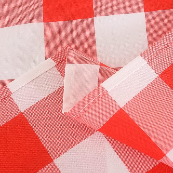 Cupuamon 2 Pack Waterproof Polyester Fabic Rectangle Checkered Tablecloth，60x102 Outdoor Table Cloth，Oil Stain Prevention Table Cloth for Pinics and Parties（Red and White） - Image 7