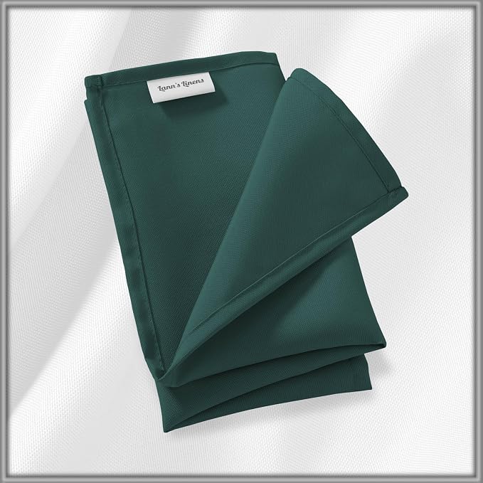 Lann's Linens Set of 12 Cloth Dinner Napkins, 20-inch Polyester Napkins, Washable and Reusable Fabric for Wedding, Hotel, Restaurant - Hunter Green - Image 6