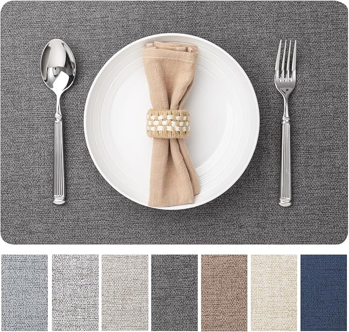 Baroyal Faux Leather Placemats Set of 4 Vinyl Washable Wipeable Table Mats for Kitchen Dining Table Heat Resistant Waterproof Modern Indoor/Outdoor Placemats Non-Slip Easy Clean Place Mats (Midnight) by BAROYAL