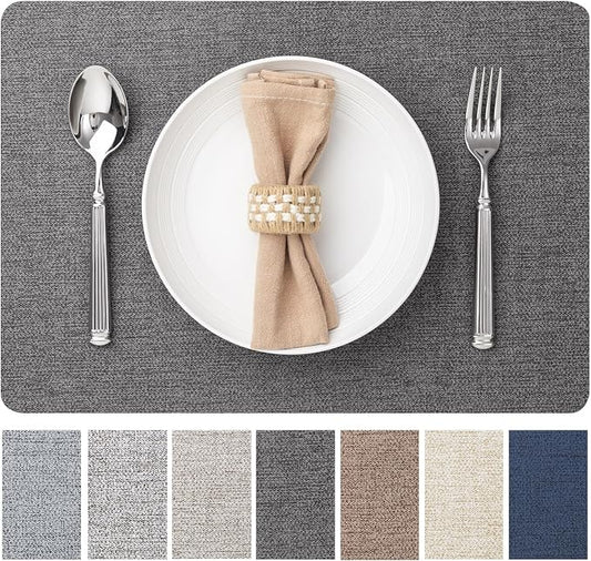 Baroyal Faux Leather Placemats Set of 4 Vinyl Washable Wipeable Table Mats for Kitchen Dining Table Heat Resistant Waterproof Modern Indoor/Outdoor Placemats Non-Slip Easy Clean Place Mats (Midnight) by BAROYAL