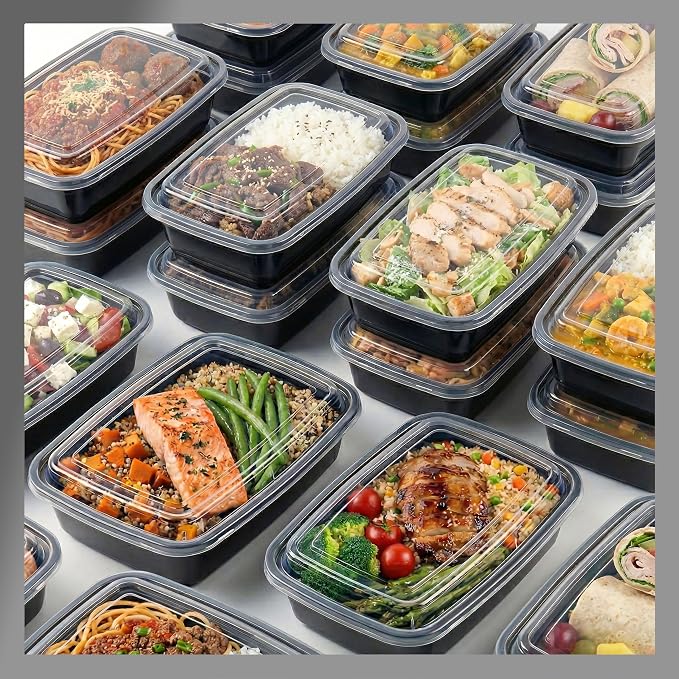 Meal Prep Containers [150 Set] 32 oz with Lids, 1 compartment, Stackable, Reusable, Leakproof, Food Safe, Microwave, Freezer & Dishwasher Safe for Food Prep Storage Bento Box (150 Set, 32 oz) by Pokanic%C2%AE