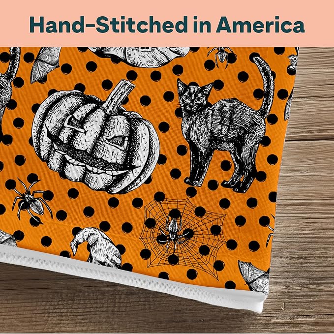 Halloween Cloth Napkins | Black Cat Spiders Spiderweb Pumpkin Table Decor | Home Dining Room and Kitchen | Absorbent, Washable, Reusable, Stain & Wrinkle Resistant | USA Made - 12pack - Image 4