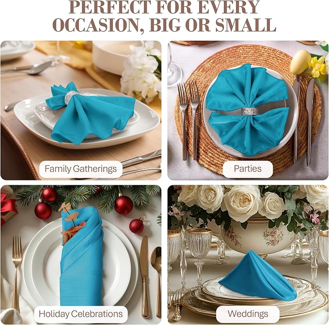 17x17-Inch Shantung Cloth Napkins, Turquoise, Set of 120 - Image 4