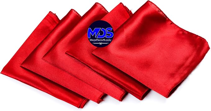 Set of 100 PCS Satin Napkin 12x12 Inch Square, Dinner Table Napkins for Wedding, Bulk Silky Sateen Cloth Napkins for Restaurant Banquet Graduation Birthday Party Decoration - Red - Image 2