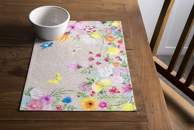 Maison d' Hermine Jardin D’ETE - Fog Bundle Set 100% Cotton Set of 4 Napkins (20 Inch by 20 Inch) and Set of 4 Place Mats (13 Inch by 19 Inch) - Image 7