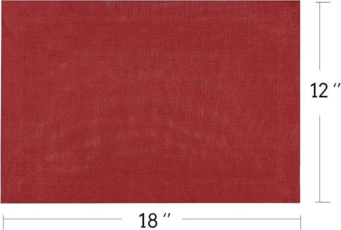 KNOKNO Home Pure Hemp Placemats 18 x 12 Inch Set of 4 Handcrafted with Mitered Corners Natural Fabric,Machine Washable Table Mats for Dining Tables (Red Garnet, Placemats | Set of 4) - Image 11