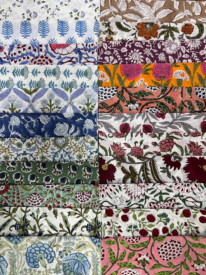 Napkins, Kitchen Towels, Table Decor, Table Linen, Cotton Cloth Border Napkins, Size 18"x 18", Hand Block Print Lunch, Dinner Napkins (Random Mix, Set of 4-18x18 Inch) by Ridhi