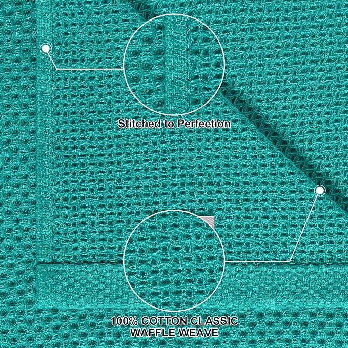 Homaxy 12 Pack 100% Cotton Kitchen Towels and Dishcloths Set, Teal | 12 x 12 Inches and 13 x 28 Inches Kitchen Towels Set, Ultra Soft Absorbent Dish Cloths for Washing Dishes - Image 2
