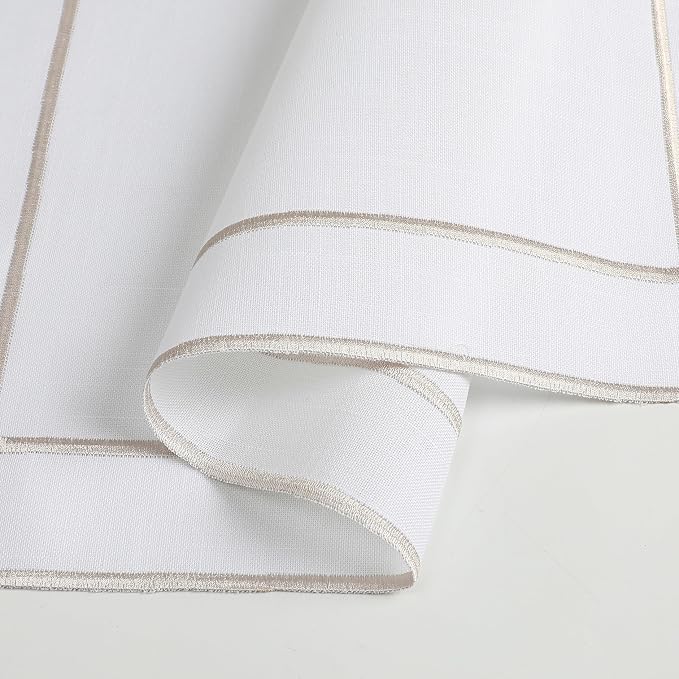Majestic Giftware Set of 12 Polyester Napkins (NPK-GR) | White Grey Trim Design Dinner Napkins Cloth | Linen Look Washable Cloth Napkins Set for Weddings, Banquets, or Restaurants (20" x 20") - Image 4