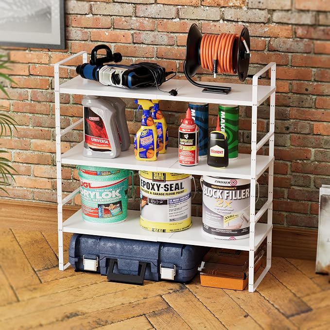 SANNO Expandable Kitchen Shelf Organizers, Large Kitchen Cupboard Organizer Stackable Counter Shelf Spice Rack Expandable Shelves,Pantry Storage Organization, White,1 pack - Image 6