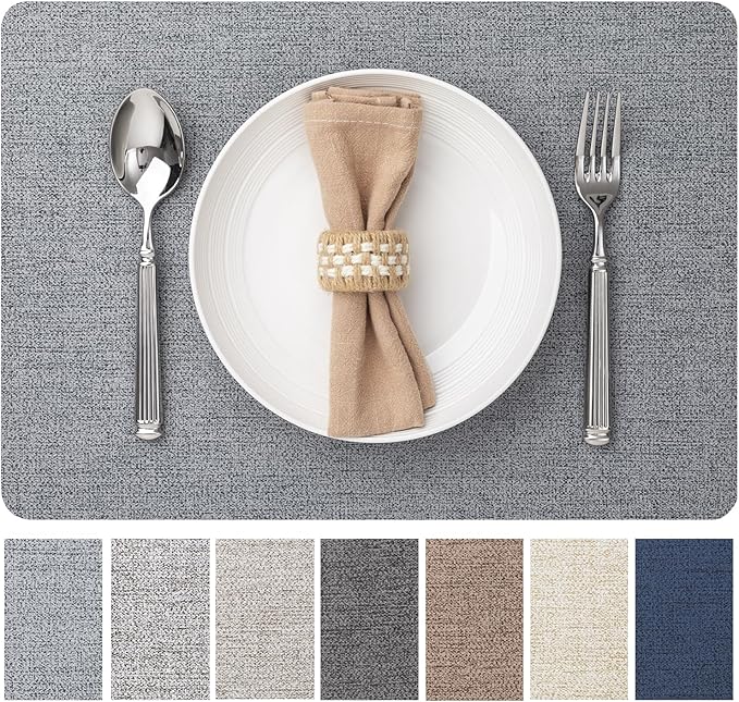 Baroyal Faux Leather Placemats Set of 8 Vinyl Washable Wipeable Table Mats for Kitchen Dining Table Heat Resistant Waterproof Modern Indoor/Outdoor Placemats Non-Slip Easy Clean Place Mats (Stargaze) by BAROYAL