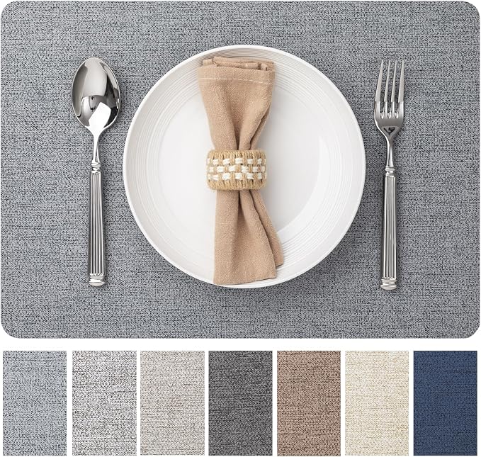 Baroyal Faux Leather Placemats Set of 4 Vinyl Washable Wipeable Table Mats for Kitchen Dining Table Heat Resistant Waterproof Modern Indoor/Outdoor Placemats Non-Slip Easy Clean Place Mats (Stargaze) by BAROYAL