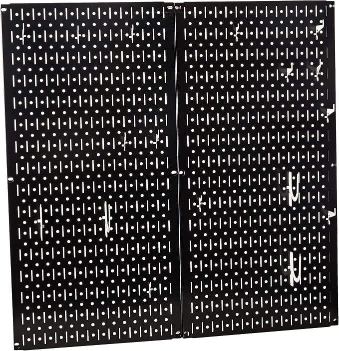 Wall Control Kitchen Pegboard Organizer Pots and Pans Storage Rack Organization Kit with Black Pegboard and White Accessories by Wall+Control