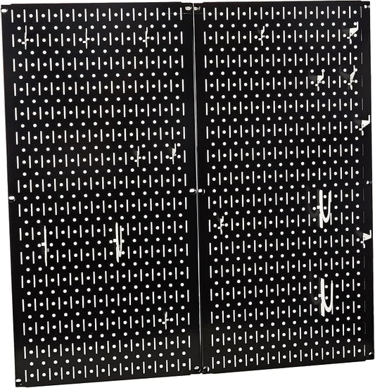 Wall Control Kitchen Pegboard Organizer Pots and Pans Storage Rack Organization Kit with Black Pegboard and White Accessories by Wall+Control