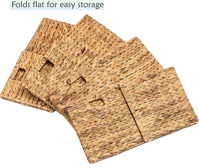 Trademark Innovations Foldable Hyacinth Storage Baskets with Iron Wire Frame (Set of 4) - Image 3