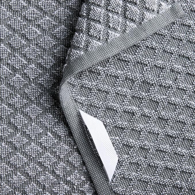 Martha Stewart Honeycomb Chambray Textured Kitchen Towel 4-Pack Set, 100% Cotton with Absorbent Terrycloth, Decorative Kitchen Towels, Grey, 16"x28" - Image 3