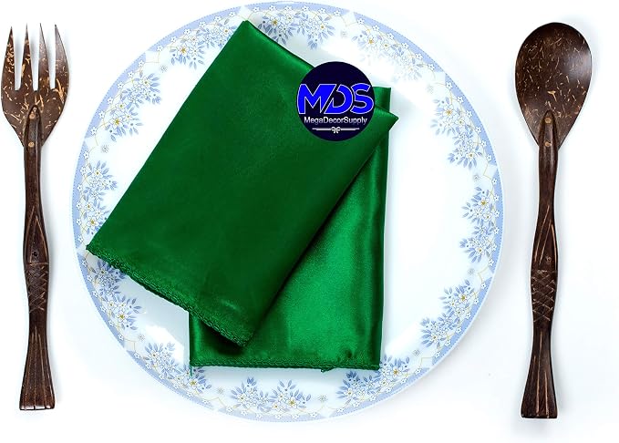 Set of 100 PCS Satin Napkin 12x12 Inch Square, Dinner Table Napkins for Wedding, Bulk Silky Sateen Cloth Napkins for Restaurant Banquet Graduation Birthday Party Decoration - Green - Image 5