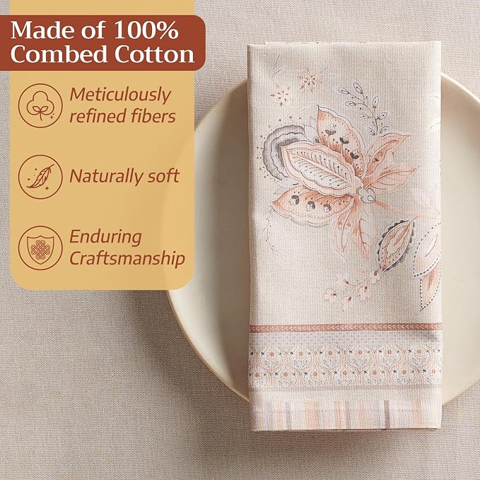 Maison d' Hermine Cloth Napkins Set of 4 100% Combed Cotton (20" x 20") | Everyday Square Napkins Cloth Washable Dinner Party Wedding Restaurant Hotel Kitchen Spring Summer - Society Florals - Image 4